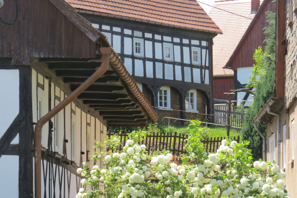 Markanter Dachüberstand an einem Nebengebäude in Dittelsdorf